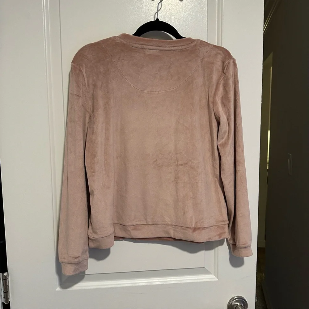 Juicy Couture Sleepwear Velour Rhinestone Long Sleeve and Pants Set in Pink